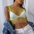thumbnail image 2 of JFHHQ Women's Mesh Rhinestone Crop Tank top Fashionable See Through Blouse for Outfits M Green, 2 of 5
