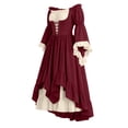 thumbnail image 6 of Anmrize Off Shoulder Renaissance Dress, Layered Hem Cosplay Costume, Full Length Halloween Dress, Renaissance Faire Outfit, Womens's Medieval Renaissance Costume Cosplay Over Dress, Wine M, 6 of 6