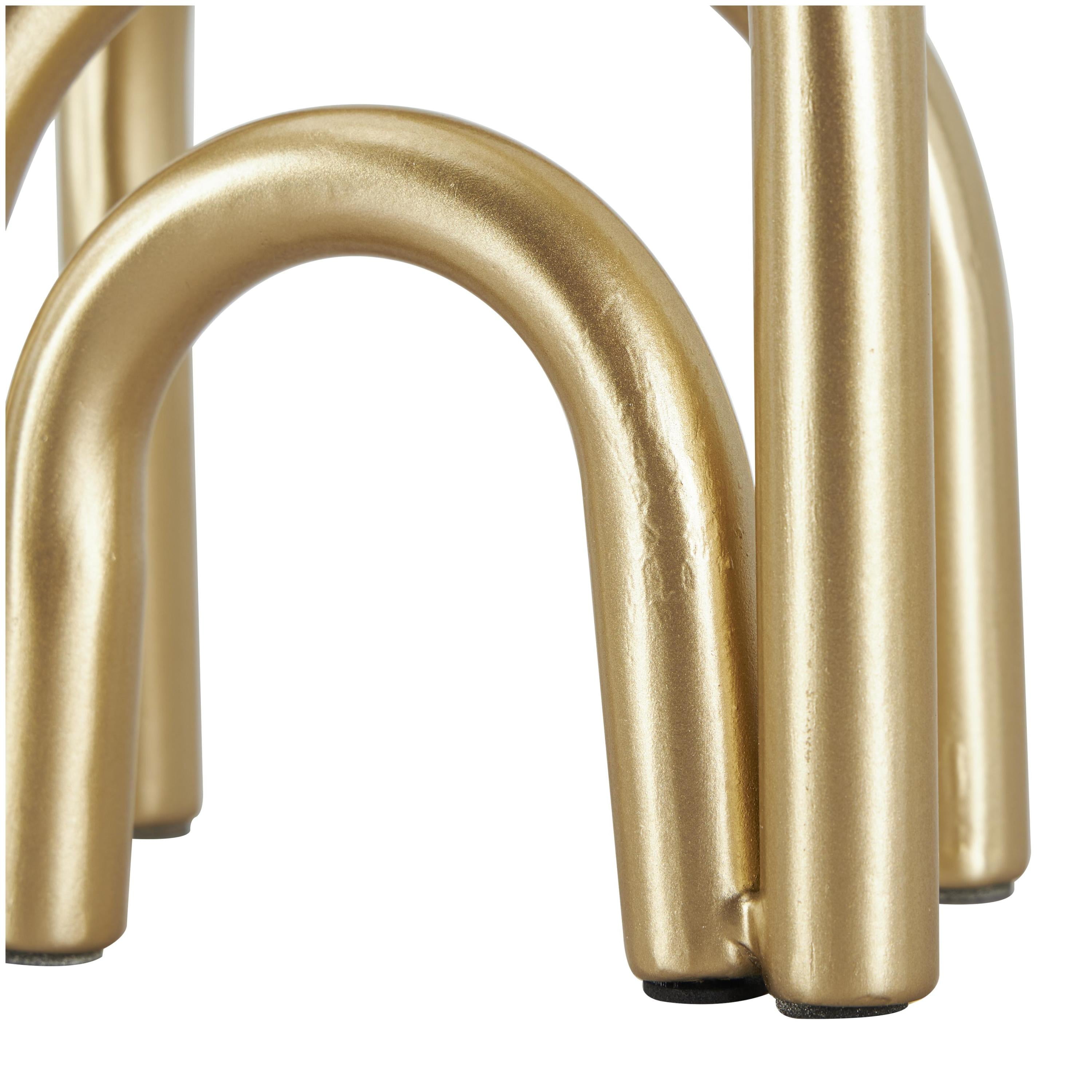 7" x 8" Gold Metal Overlapping Arch Geometric Sculpture, by DecMode