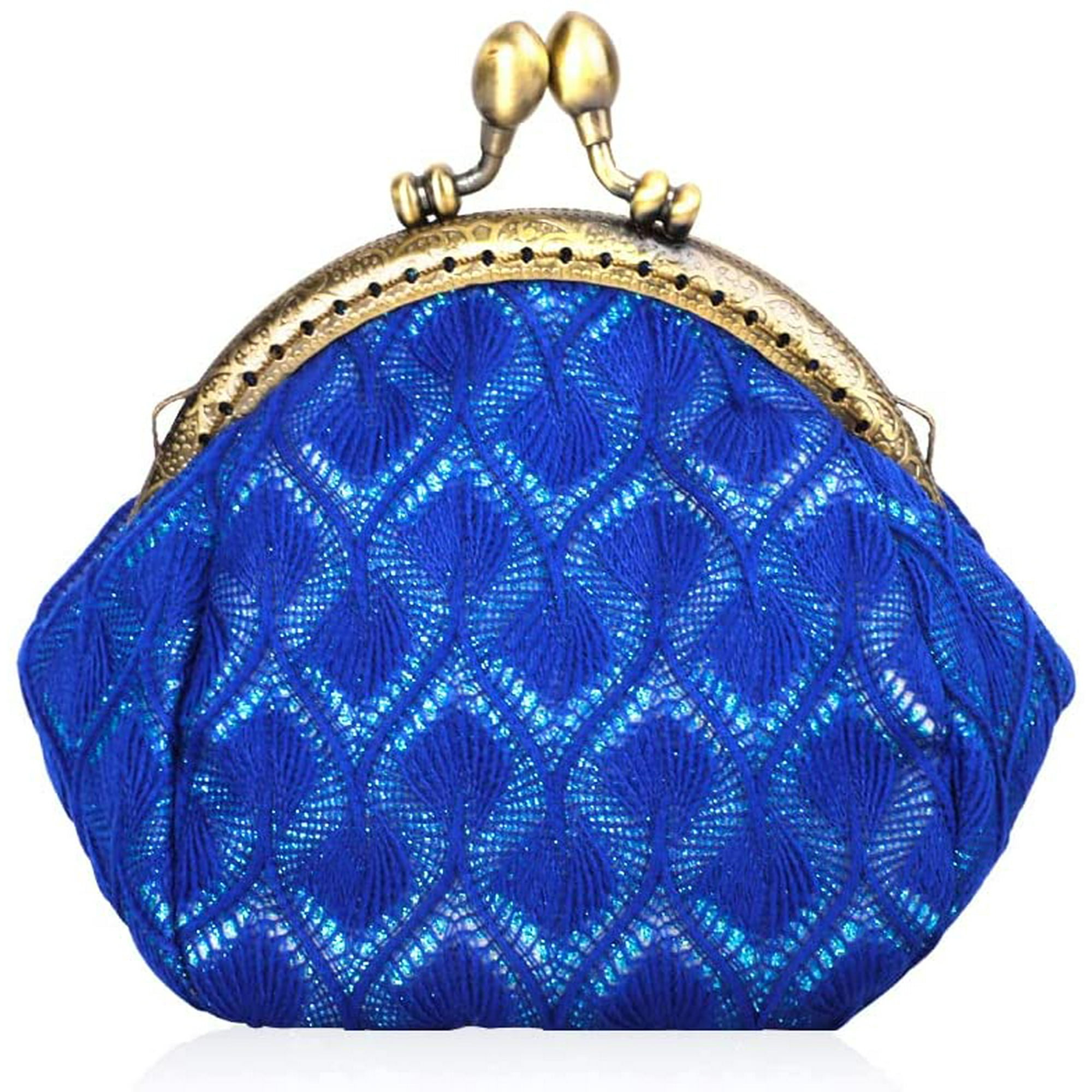 IGUOHAO Large Coin Purse Vintage Pouch Buckle Clutch Bag Kiss lock Change Purse Knitting Clasp Clutch Wallets Cosmetic Bag For Women Girl Walmart
