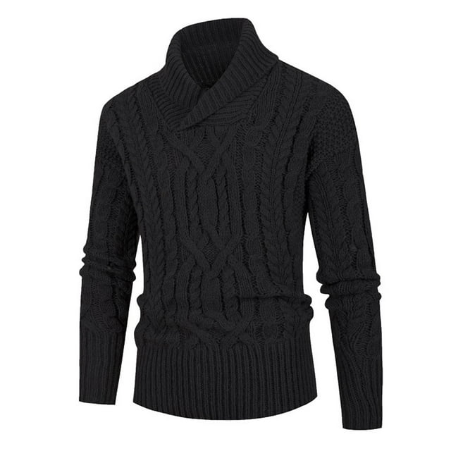 LOVZFMLL Men's Sweaters, Solid Color Acrylic Turtleneck Cable Knit Pullover, Casual Everyday, Cozy Warm Winter Tops, Fall Clothes