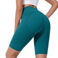 thumbnail image 6 of Womens Compression Shorts High Rise Butt Lift Tummy Control 3D Anti Cellulite Workout Leggings Outdoor Yoga Running Trendy Knee Length Green S, 6 of 6
