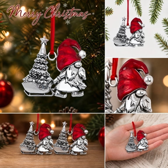 Metal Christmas Hanging Ornament, Christmas Tree Ornament, Christmas Tree Decorations for Home, 2.5X2.5 Inch Hanging Decor for Holiday Atmosphere Setup, Crafted Polished Silver
