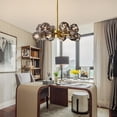 thumbnail image 4 of FINE MAKER FINE MAKER Crystal Pendant Light Gold Metal Finish Chandelier Modern 12 Light Sputnik Hanging Ceiling Light Fixture for Living Room Dining Room 24" 110V, 4 of 9