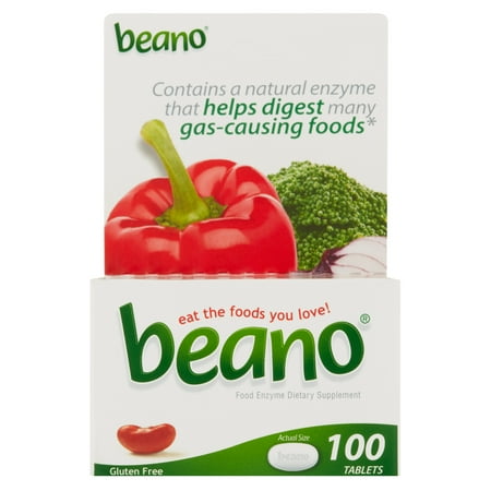 Beano Food Enzyme Dietary Supplement 100 Tablets - Walmart.com Beano Food Enzyme Dietary Supplement 100 Tablets - Walmart.com