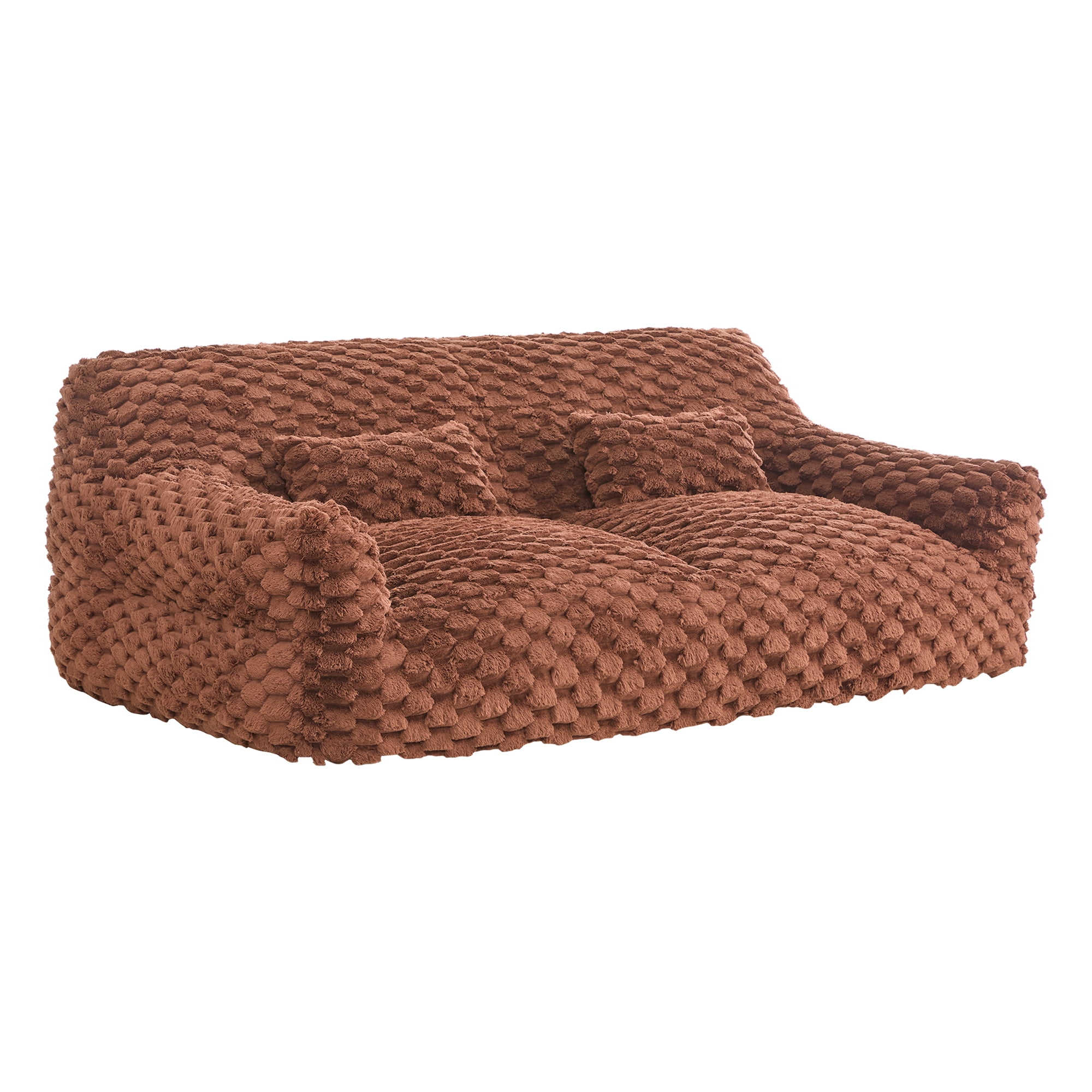 Spruce & Spring Ultra-Plush Fleece Lazy Sofa with Pillow & Blanket, Cozy Bean Bag Loveseat for Living Room & Bedroom,Cedar