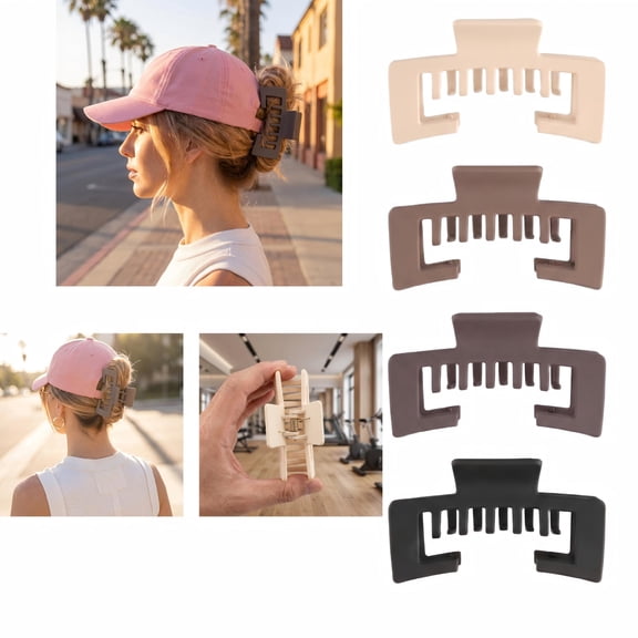 4 Pcs Hat-Friendly Claw Clips for Baseball Caps – Trucker Hat Hair Clips for Women, Strong Grip Hair Claw for Thick Hair & Hat Hairstyles, Cute Gifts Hair Accessories