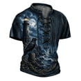 thumbnail image 3 of KHONTS Boys Viking Lace up V-Neck T Shirts Short Sleeve 3D Printed Tees,Size 2-13 Years 10-Blue 160, 3 of 5