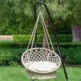 thumbnail image 2 of Bahia Macrame Hammock Chair with Cushion Hanging Chair for Bedroom Rope Boho Swing Chair Indoor Macrame Swinging Chair Outdoor Hand Woven Rope Hammock Accent Chair - Beige Hammock Chair, Beige Cushion, 2 of 7