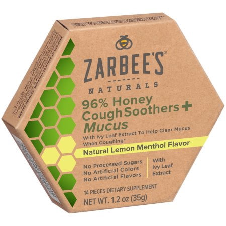 Zarbee's Naturals 96% Honey Cough Soothers + Mucus, Natural Lemon