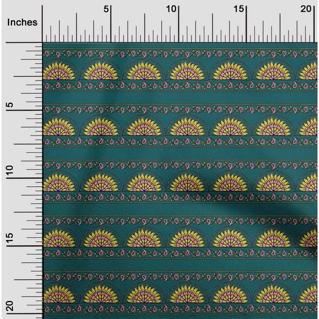 oneOone Polyester Lycra Fabric Leaves|Floral & Paisley Block Printed Fabric 1 Yard 56 Inch Wide
