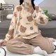 thumbnail image 1 of Pijama de oso de cereza dulce de dibujos animados para mujer, otoño e invierno, franela gruesa, cuello redondo, cordón suelto, lindo traje para niña, 1 of 6