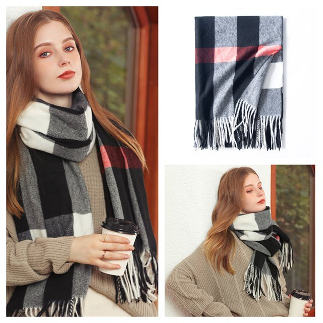 Bufanda de Cachemira para mujer, manta grande, chal clásico a cuadros, envoltura suave y cálida, otoño e invierno, venta al por mayor Fivean unisex