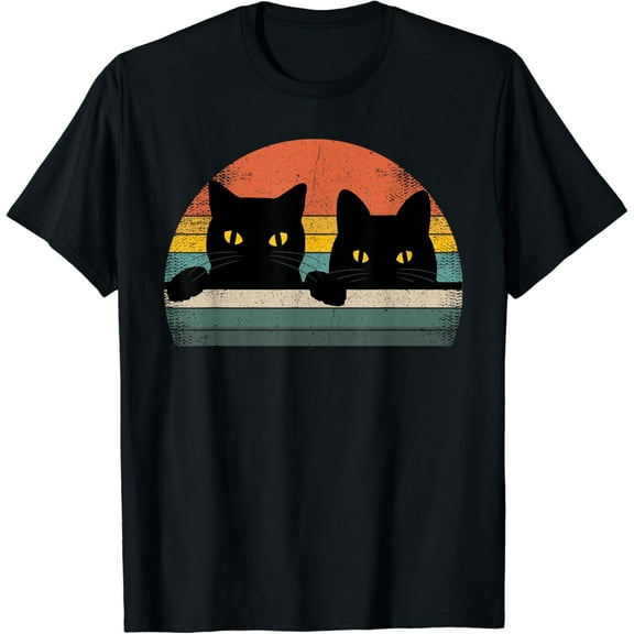 Black Cat Vintage Retro Style - Cats Lover Gift T-Shirt
