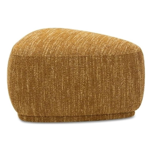Pemberly Row 26" Rounded Triangle Tweed Fabric Cocktail Ottoman Mustard Yellow