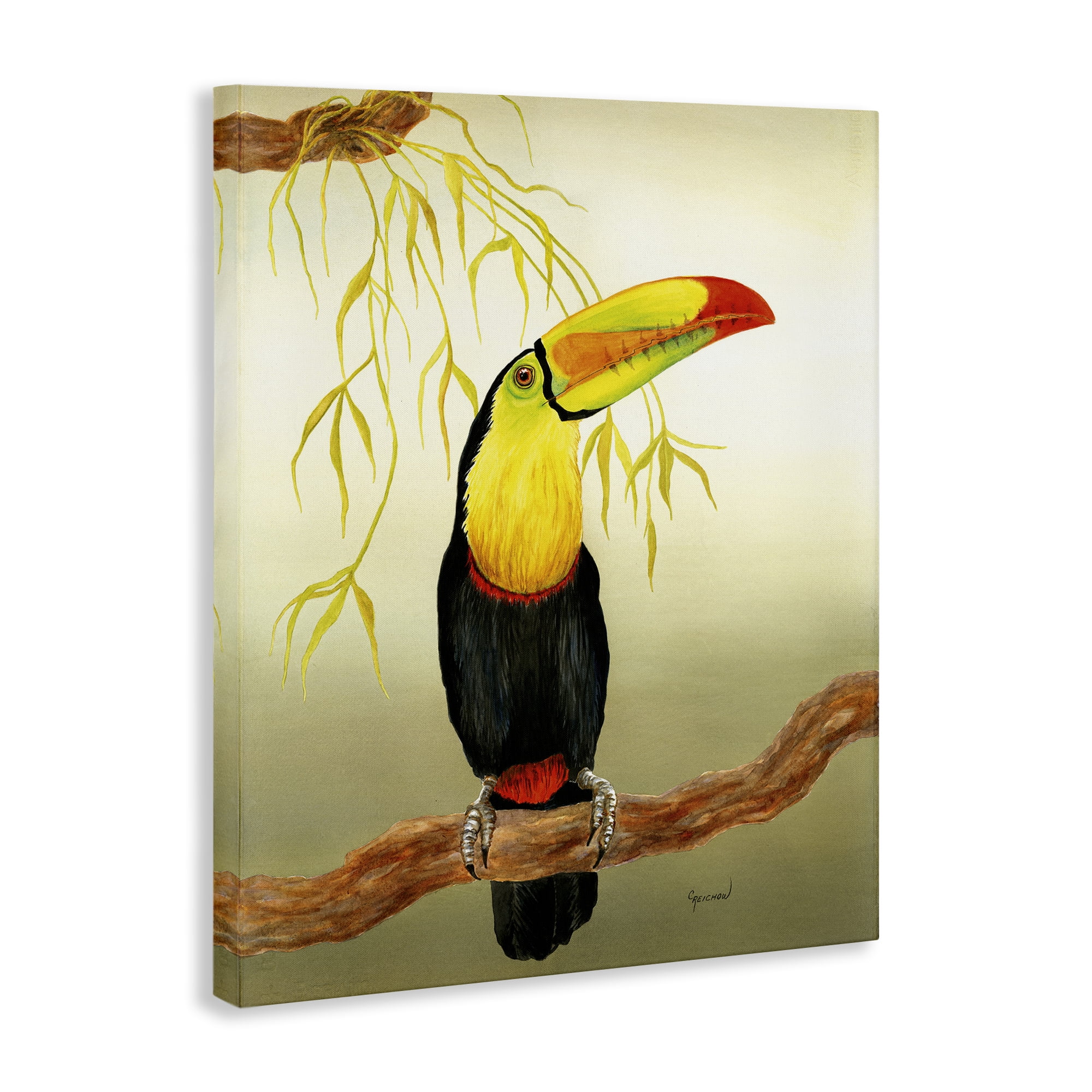 Stupell Industries One Toucan on Branch Animals & Insects Painting Gallery Wrapped Canvas Art Print Wall Art, 36 x 48