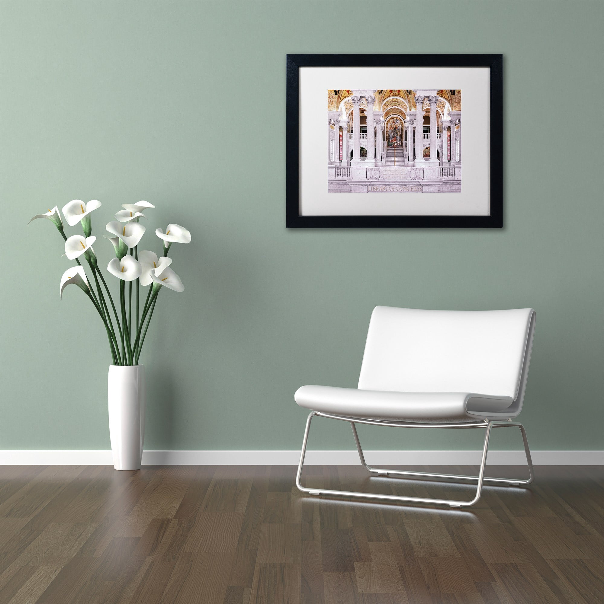 Trademark Fine Art "Library of Congress" Canvas Art by Gregory O'Hanlon, White Matte, Black Frame