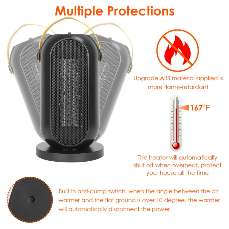 iMountek Small Electric Space Heater Portable Mini PTC Ceramic Space Heater  Fan With Tip-Over and Overheat Protection for Bedroom Office Desk Indoor