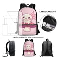 thumbnail image 4 of Jeiento Cute Axolotl Backpack for Girls 8-10 with Lunch Box Primary School Bag and Lunch Bag Mushroom Kids Bookbag Age 10-12 Elementary Pencil Case Water Bottle Holder Pink, 4 of 7