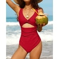thumbnail image 3 of Charmo Womens V Neck One Piece Swimsuit High Cut Backless Cut Out Bathing Suits Swimwear, 3 of 7