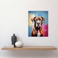 thumbnail image 4 of Brindle Boxer Dog Lover Gift Pet Portrait Blue Pink Orange Artwork Painting Unframed Wall Art Print Poster Home Decor Premium, 4 of 5