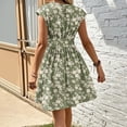 thumbnail image 4 of Women Dresses Party Elegant Summer V Neck Floral Printed Casual Short Sleeve Waisted Mini Dress Wedding Guest Cocktail Clubbing Dresses Evening Gowns, 4 of 6