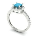 thumbnail image 2 of 0.89 ct Princess Cut Simulated Turquoise Halo Engagement Ring for Women in 18K White Gold, 2 of 5