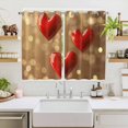 thumbnail image 2 of Valentines Kitchen Curtains 63 Inch Length, Red Love Heart Romantic Grommet Top Bedroom Living Room Curtains, Light Filtering Cafe Curtain Drapes 2 Panels Set 104''x63'', 2 of 9
