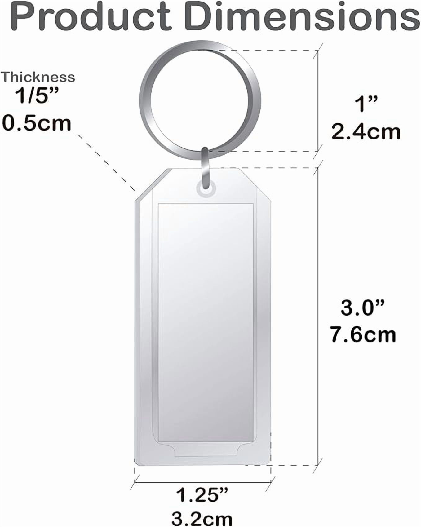 Premium Key Tag, 3 in, Clear Crystal Plastic, with Rings & Labels, 50 Count