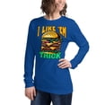thumbnail image 2 of Hamburger Burger Lover Unisex Long Sleeve Tee, I Like 'Em Thick (True Royal, L), 2 of 2