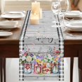 thumbnail image 3 of Table Runners 72 Inches Long Dress Scarves, Spring Flowers Farmhouse Kitchen/Dining Table Runner, Coffee Tablerunners, Farmhouse Black Plaid Wood Grain 16x72 Inch, 3 of 9