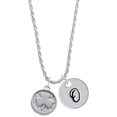 thumbnail image 1 of Delight Jewelry Silvertone Shamrock - Round Seal Silvertone Script Initial Disc - O - Charm Necklace, 20"+3", 1 of 4