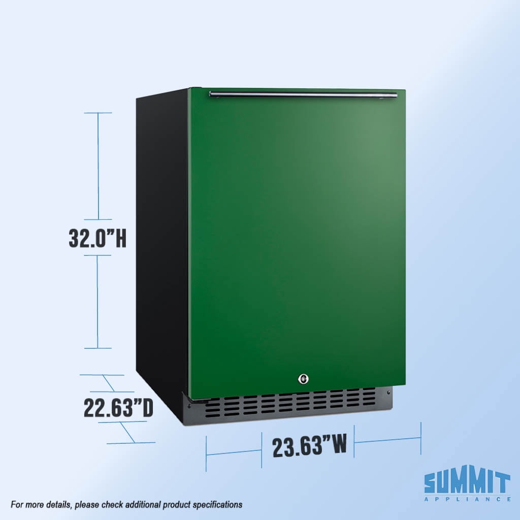 Summit 24" Built-In Refrigerator, 4.8 cu.ft., ADA Compliant, Undercounter, Green, Stainless Steel - AL54GLHD (Left Handed Door Swing)
