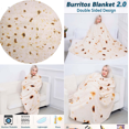 thumbnail image 3 of Burritos Tortilla Throw Blanket 2.0 de doble cara para adultos y niños, mantas gigantes divertidas y realistas para comida, novedad suave (amarillo -doble cara) 180 * 180 cm, 3 of 5