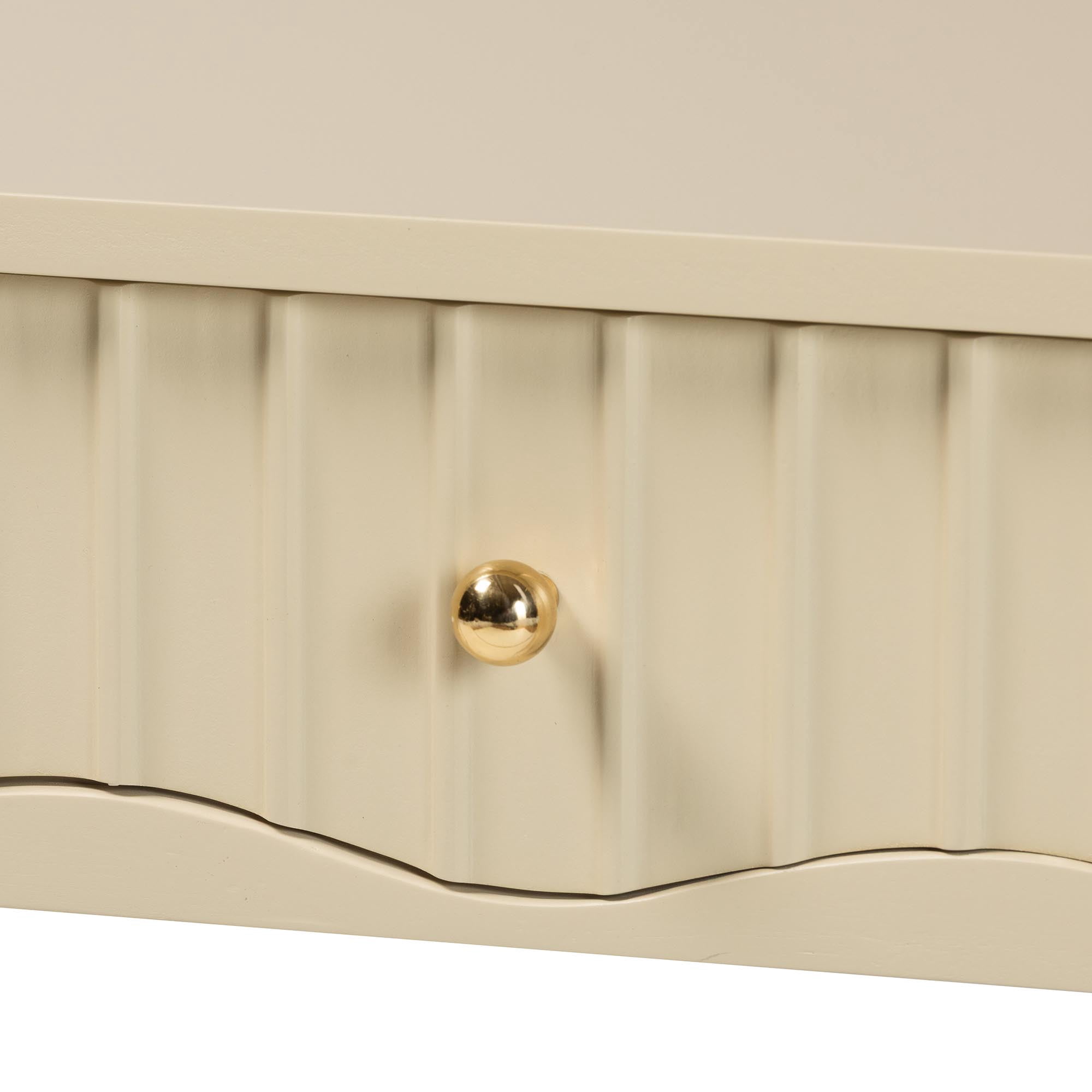 bali & pari Leeba Modern Console Table, 3-Drawer, Beige