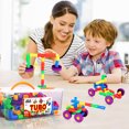thumbnail image 3 of PlayBuild Tubular Spout Construction Building Blocks, Constructor Toy, Tubo Fun Educational Building Construction Toys with Wheels and Easy Storage Plastic Container., 3 of 7