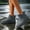 Gray, variant on Women Short Ankle Rain Boots, Waterproof Rubber Chelsea Wellies, Non Slip Thick Sole Outdoor Rain Shoes, Fashion Lightweight Mud Boots Black 7.5(39)