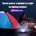 thumbnail image 5 of Lámpara de camping con altavoz inalámbrico Bluetooth, columna de luz LED, luz impermeable con centro de música envolvente, luz de ambiente colorida, color blanco, 5 of 5