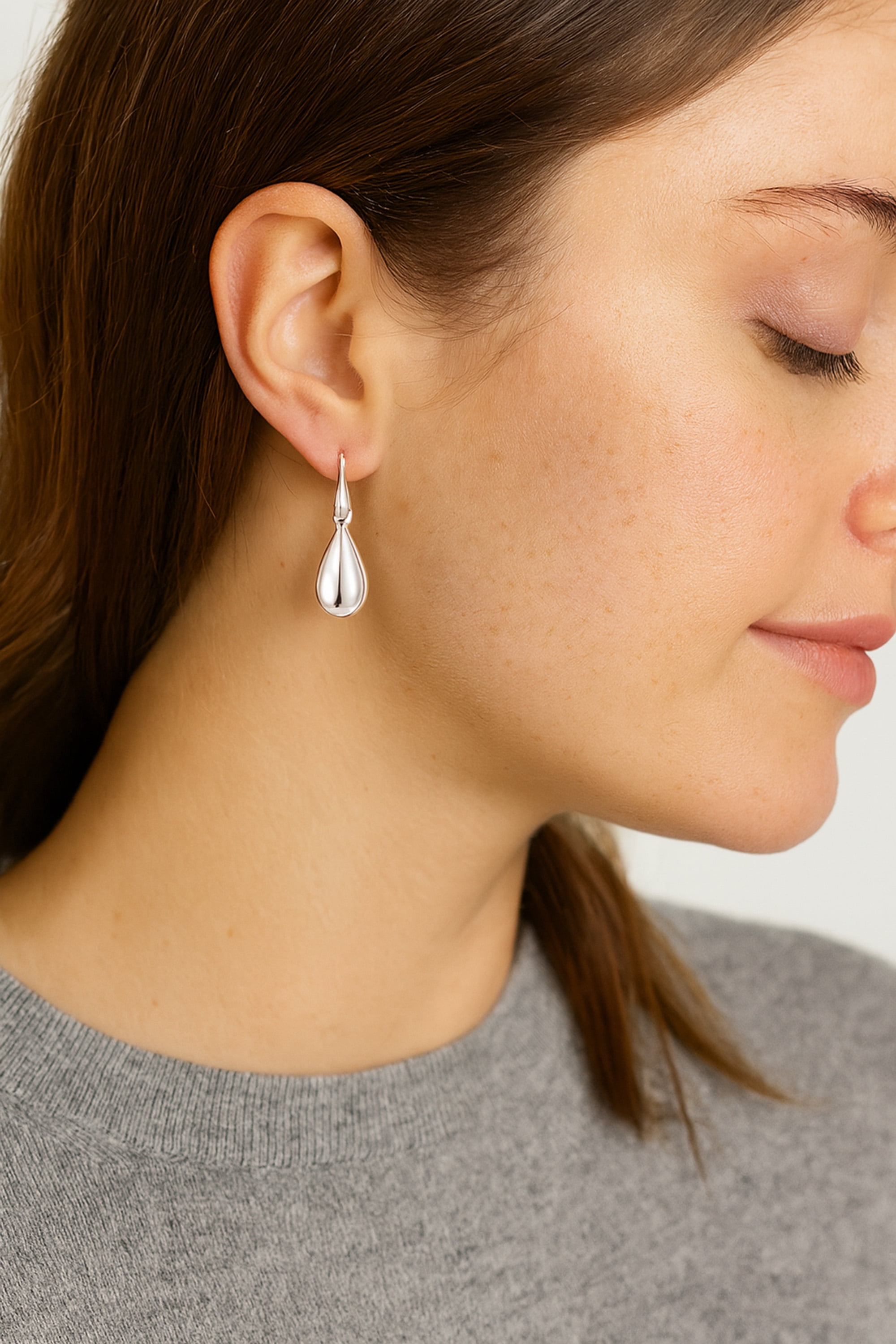 Vintage Boho Chic Teardrop .925 Sterling Silver Dangle Earrings
