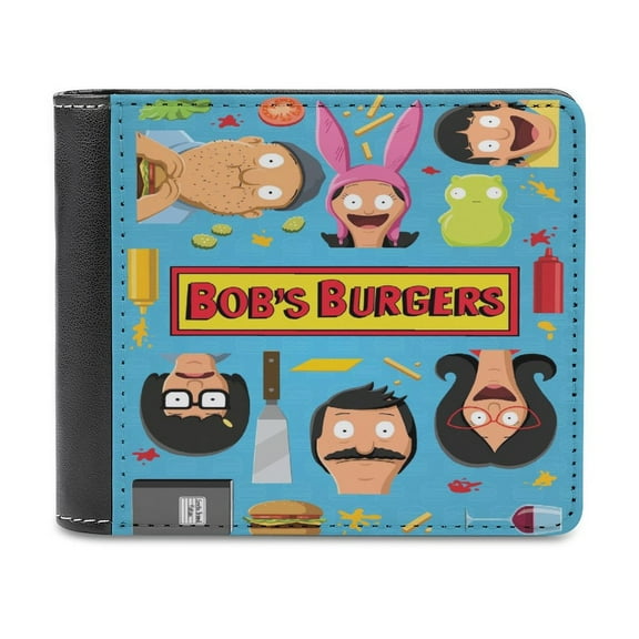 Bob's Burgers Wallet, Anime Leather Wallet Mens Wallets Manga Slim Durable Bifold Wallets