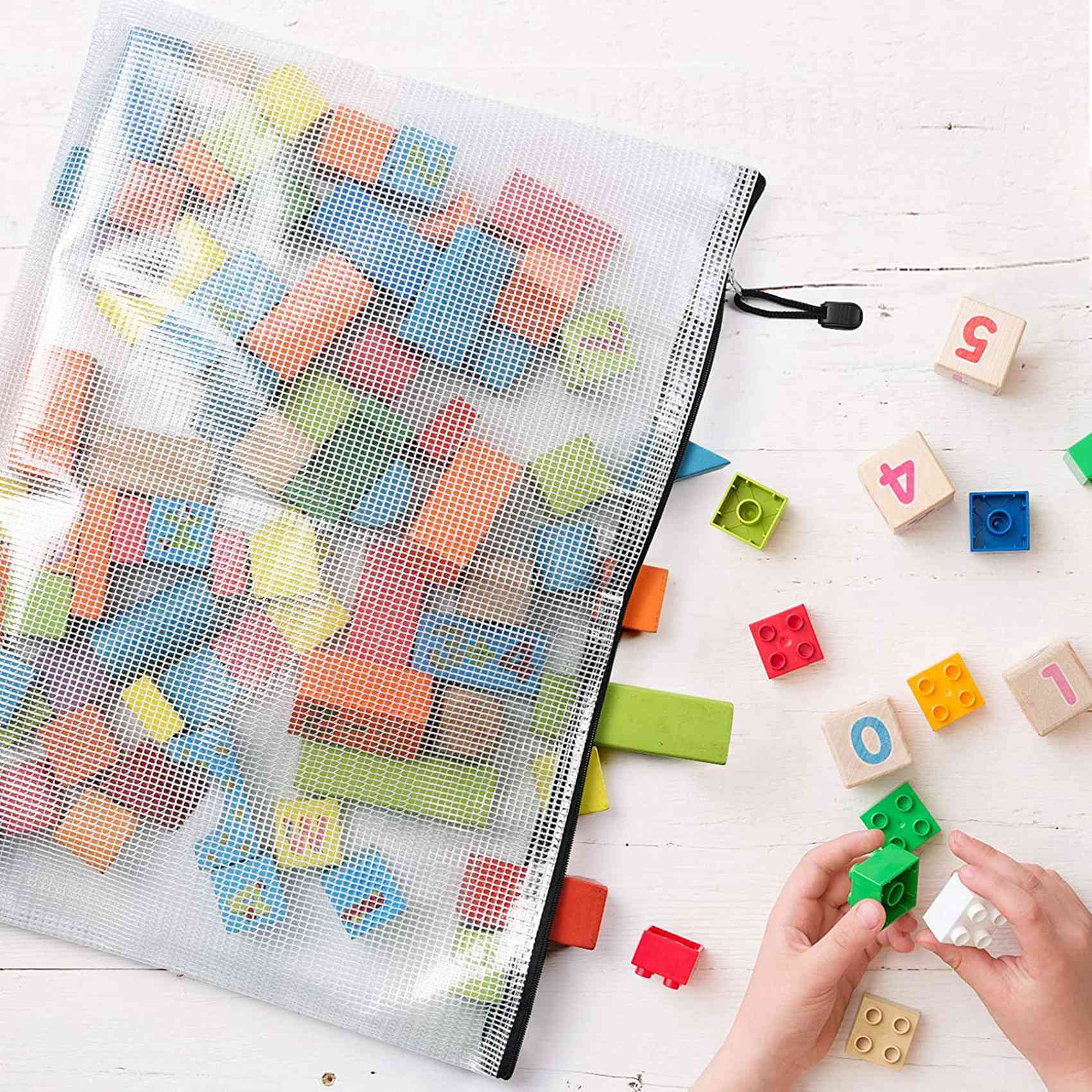 24PCS A3 Folder, Information Zipper Bag Plastic Wallet Mesh File Bag Zipper Bag Zipper Wallet