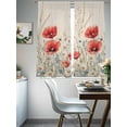 thumbnail image 4 of Red Poppy Flower Sheer Curtains for Living Room Bedroom Patriotic Botanical Summer Floral Sheer Curtains 72 Inch Long 2 Panels Set Light Filtering Curtain Window Treatments Drapes for Dining Room, 4 of 6