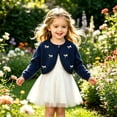 thumbnail image 2 of Faraee Toddler Girl Sweater Cardigan Kids Long Sleeve Bowknot Cute Crop Sweaters Ruffle Trim Hem School Uniforms Dress up Jacket 1-14 Years Blue, 2 of 5