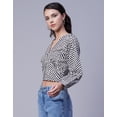 thumbnail image 2 of Moomaya Womens Printed Long Sleeves Crop Top, V-Neck Cotton Summer Short Top, 2 of 8