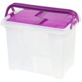 IRIS Letter Size Portable Wing Lid File Box with Handles, Purple