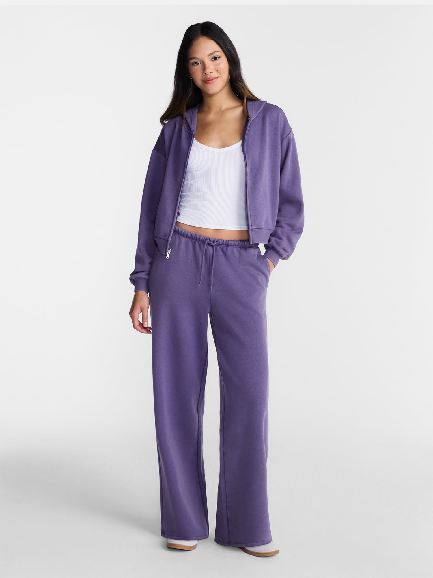 No Boundaries Boxy Zip Up Hoodie, Women's XXS-XXL
