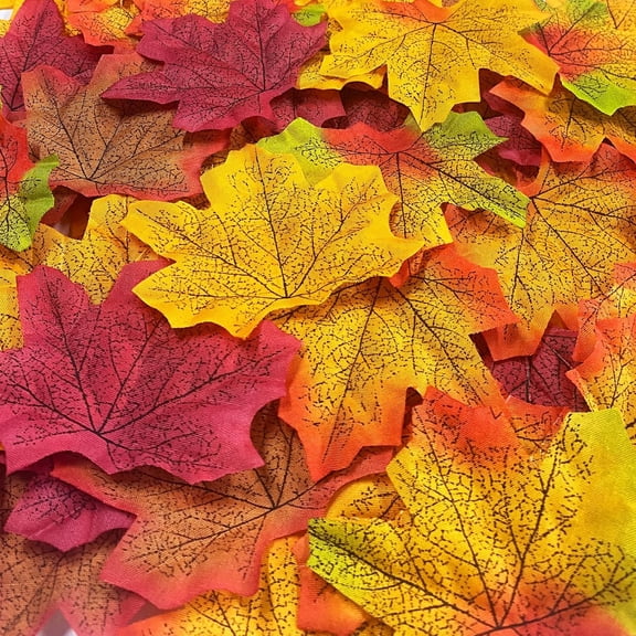 300Pcs Artificial Maple Leaves, Faux Fall Leaves for Autumn Decorations, Halloween, Thanksgiving, Table Scatter, Crafts, Wedding & Party Decor