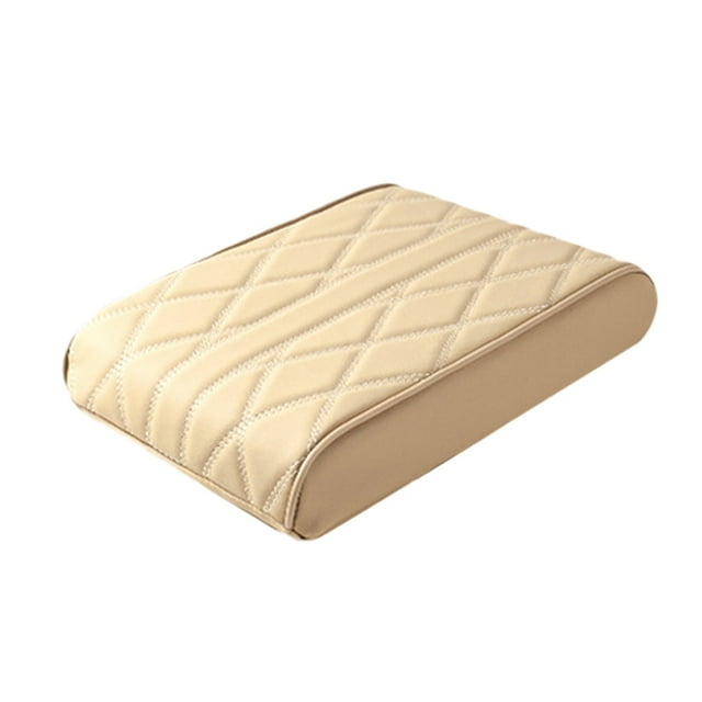 Mistaha Car Armrest Cushion Pad, Diamond Leather Memory Foam Armrest Box Cover, Universal Center Console Protector, Beige Jumbo Size, Increased Height and Width