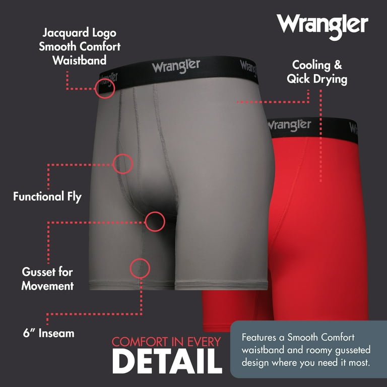 Wrangler Mesh Quick Dry Comfort Stretch Mens Boxer Briefs, Mens Underwear 6  Pack (SMALL, CHARCOAL/BLUE BUFFALO PLAID/PO) : Clothing, Shoes & Jewelry 