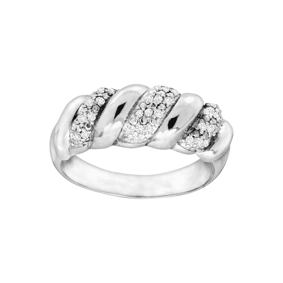 Women's Finecraft 1/4 cttw Diamond San Marco Wave Ring in Sterling Silver, Size 7